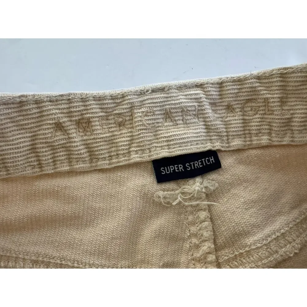 American Eagle Corduroy Shorts Size 4 Cream Super Stretch Patch Pockets #7401